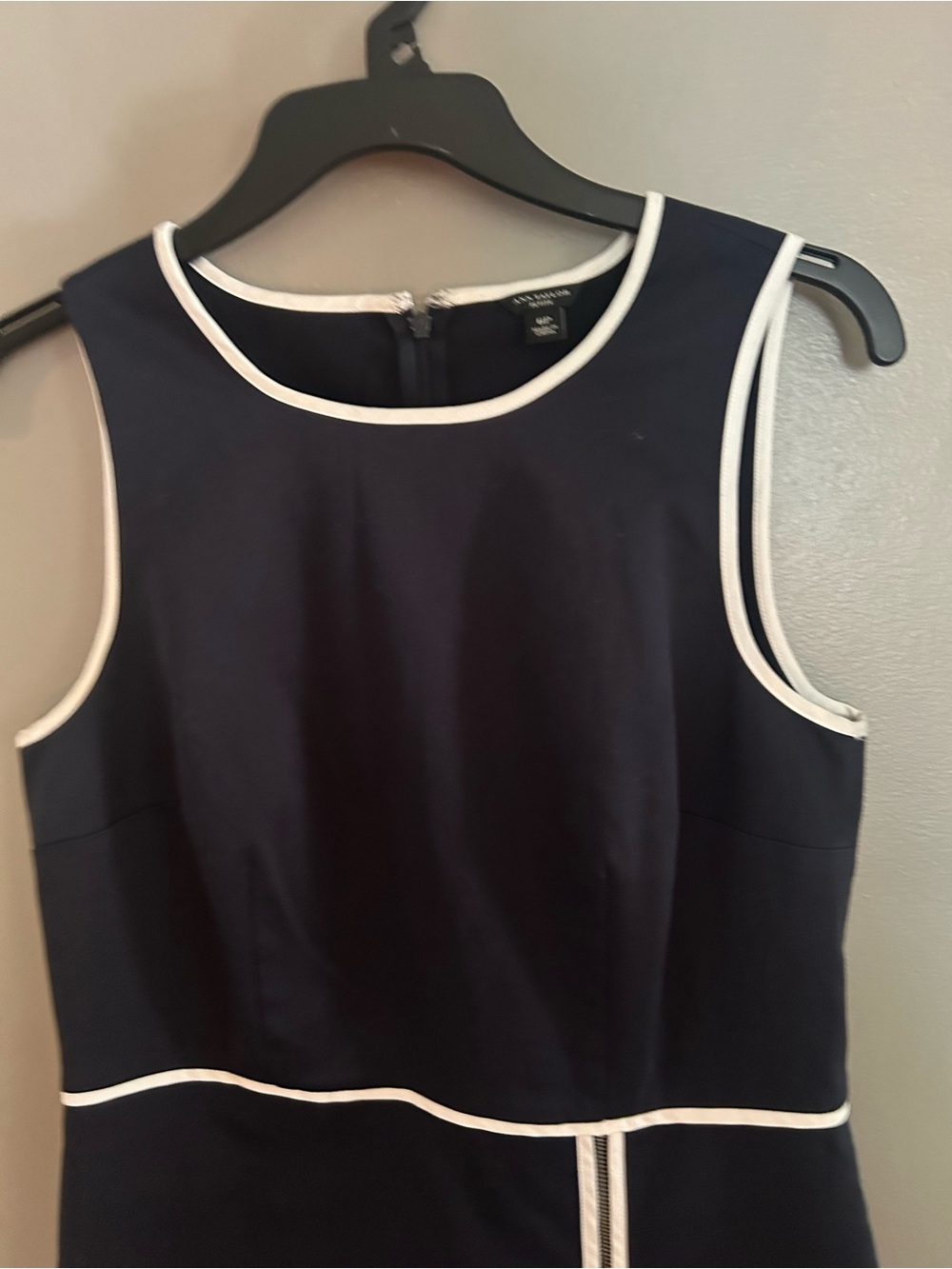 Ann Taylor Dress - navy with white trim zip front sleeveless - Picture 5 of 11